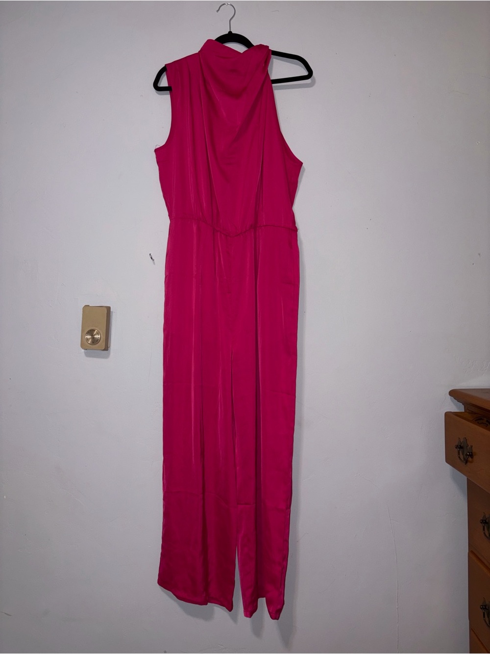 Sleeveless High-Neck Fuchsia Jumpsuit